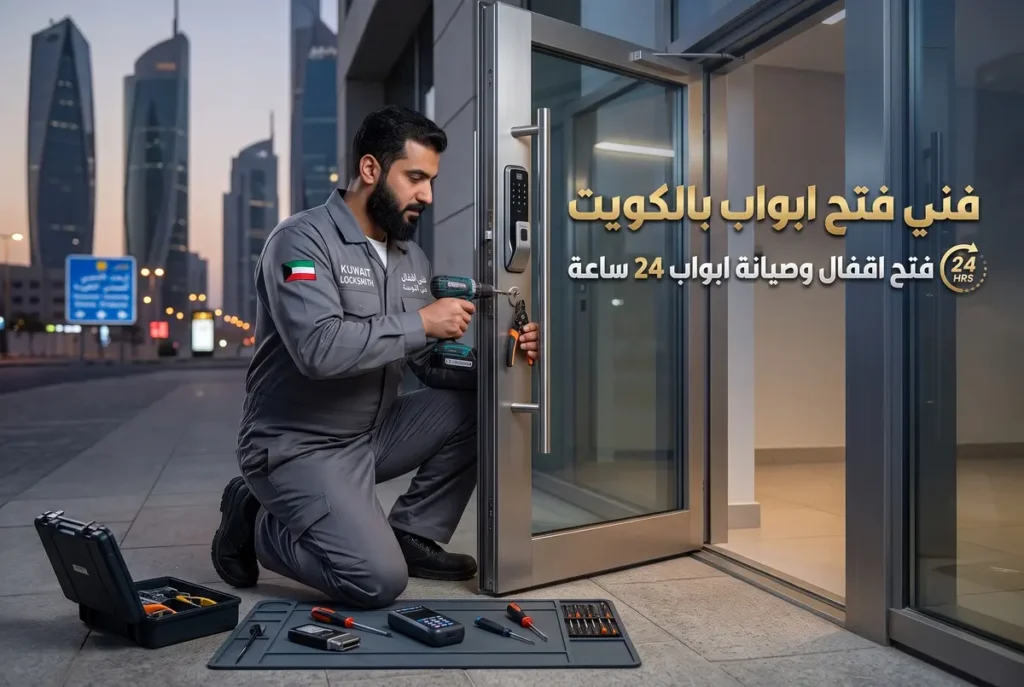 فني فتح أبواب بالكويت يركب قفل ذكي وصيانة 24 ساعة